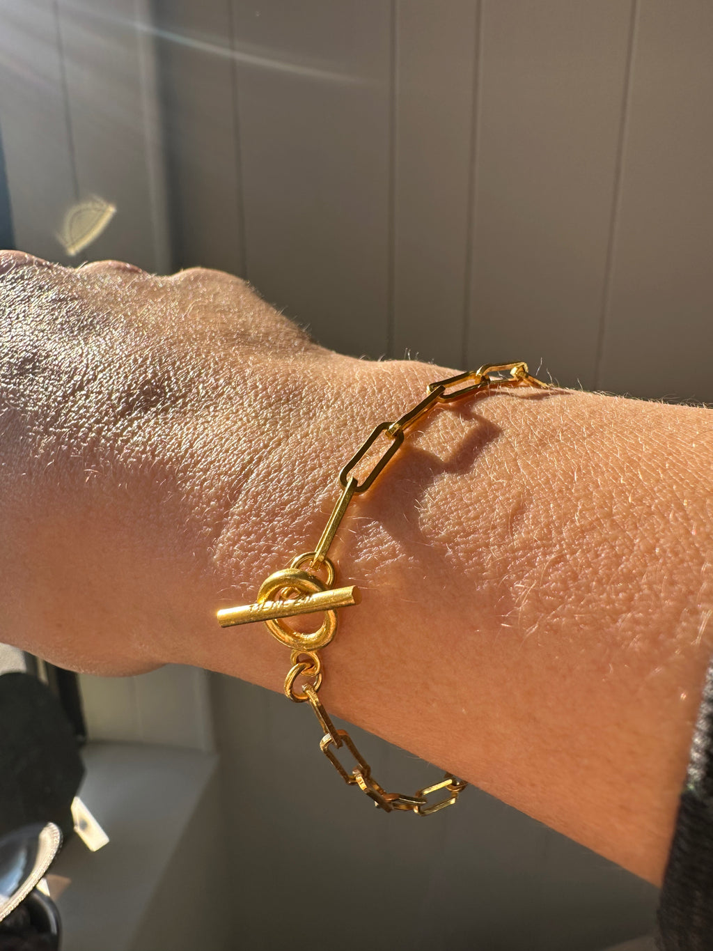 24k pure solid paperclip bracelet