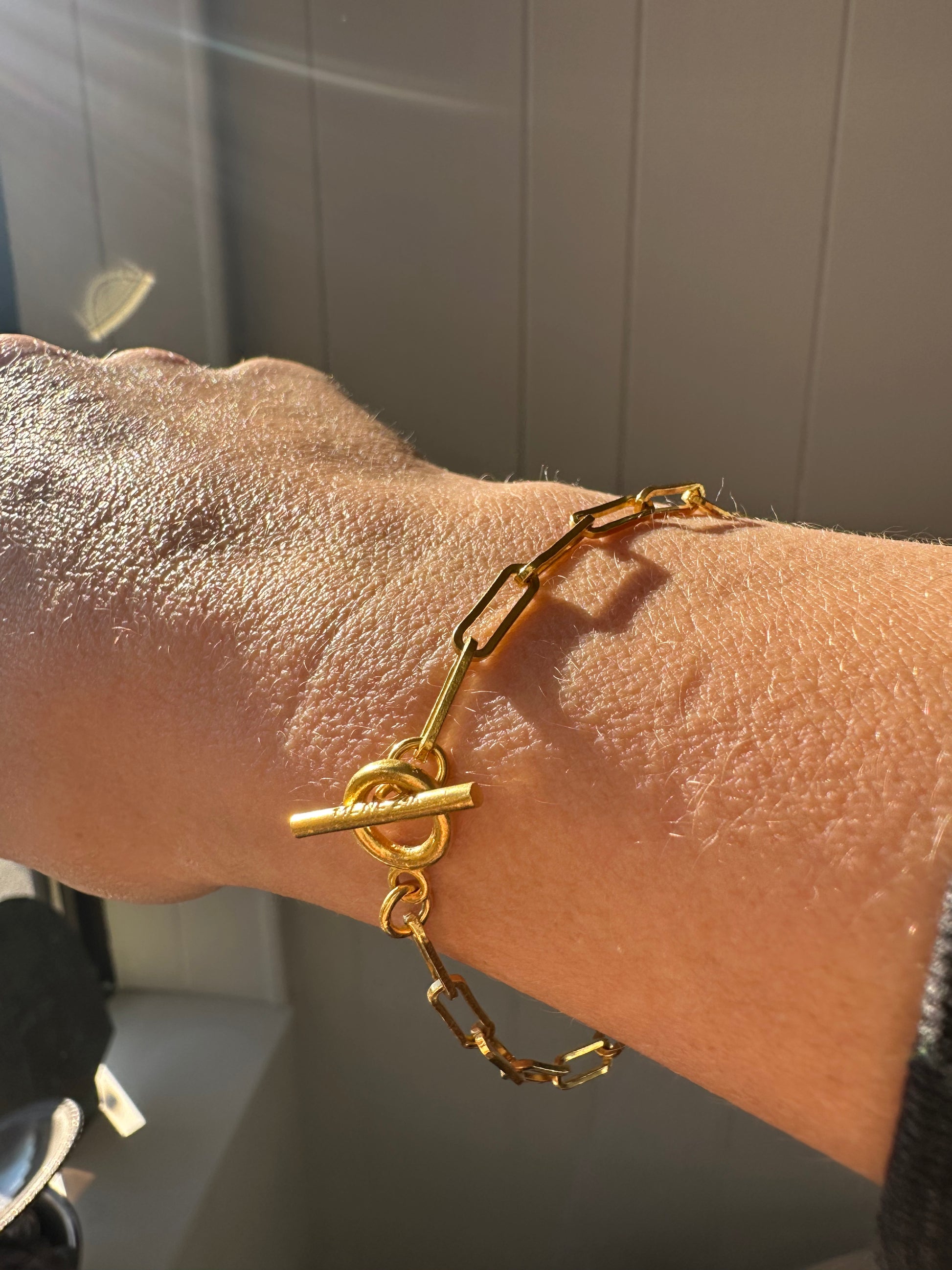 24k pure solid paperclip bracelet