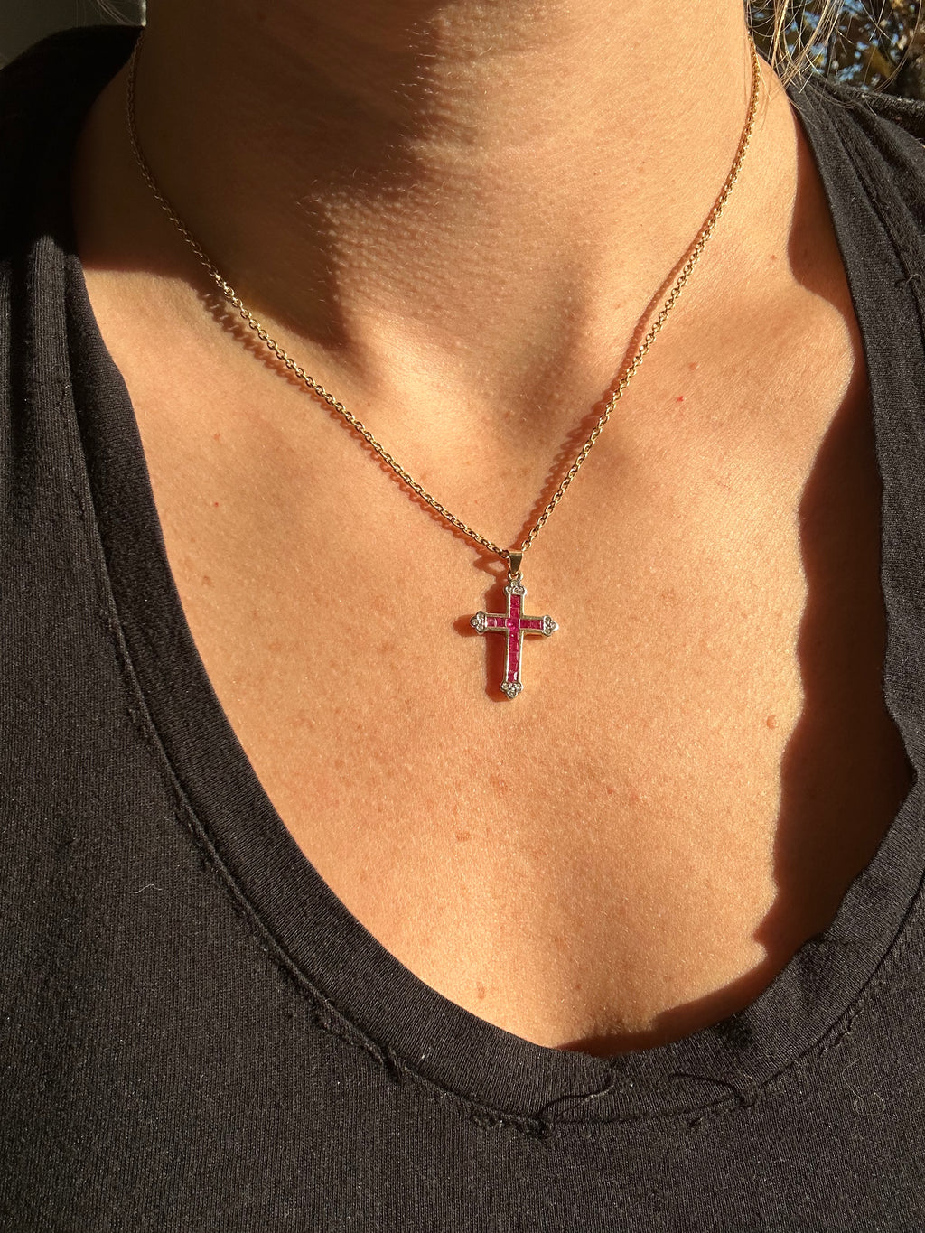 ruby and diamond cross