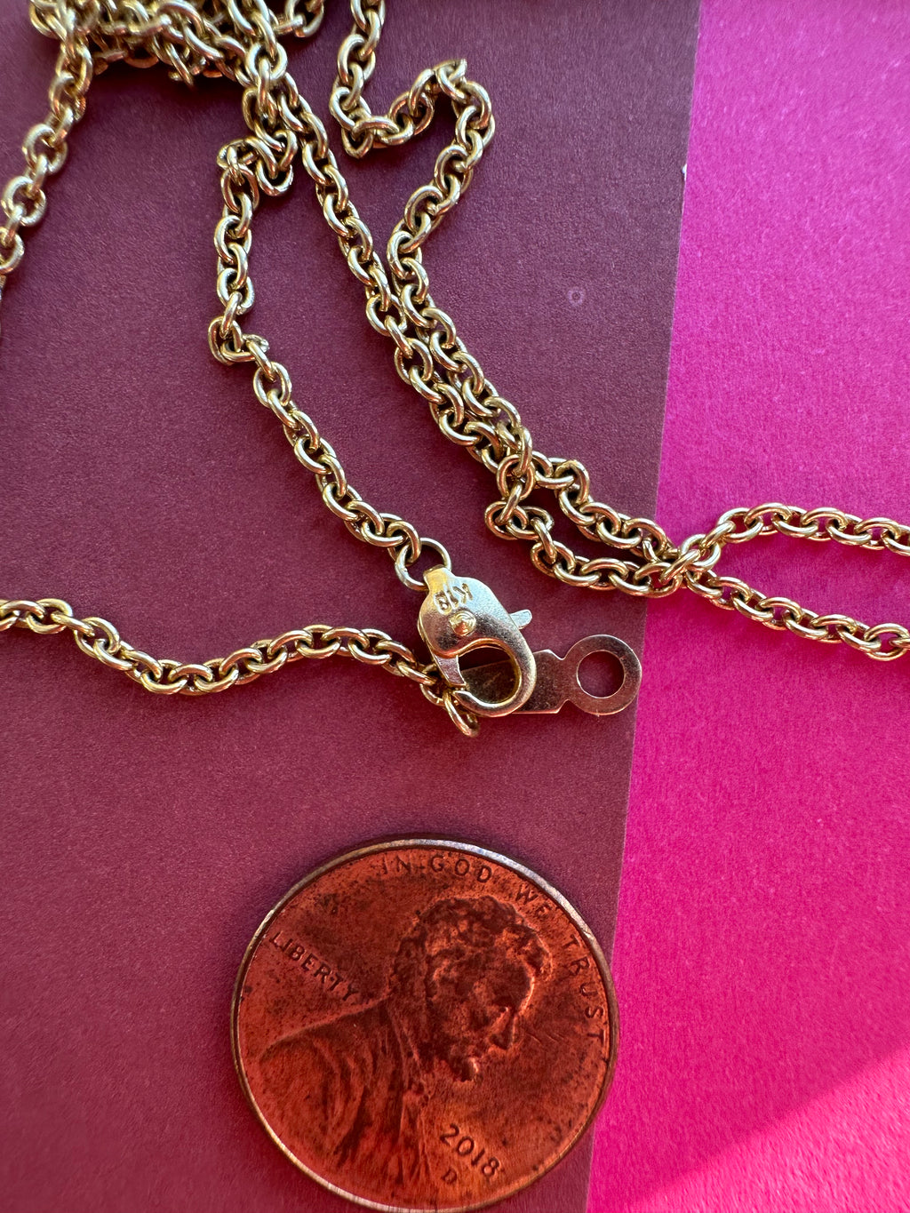 18k gold solid 17.75" cable chain