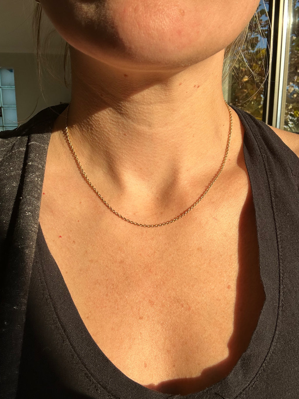 18k gold solid 17.75" cable chain