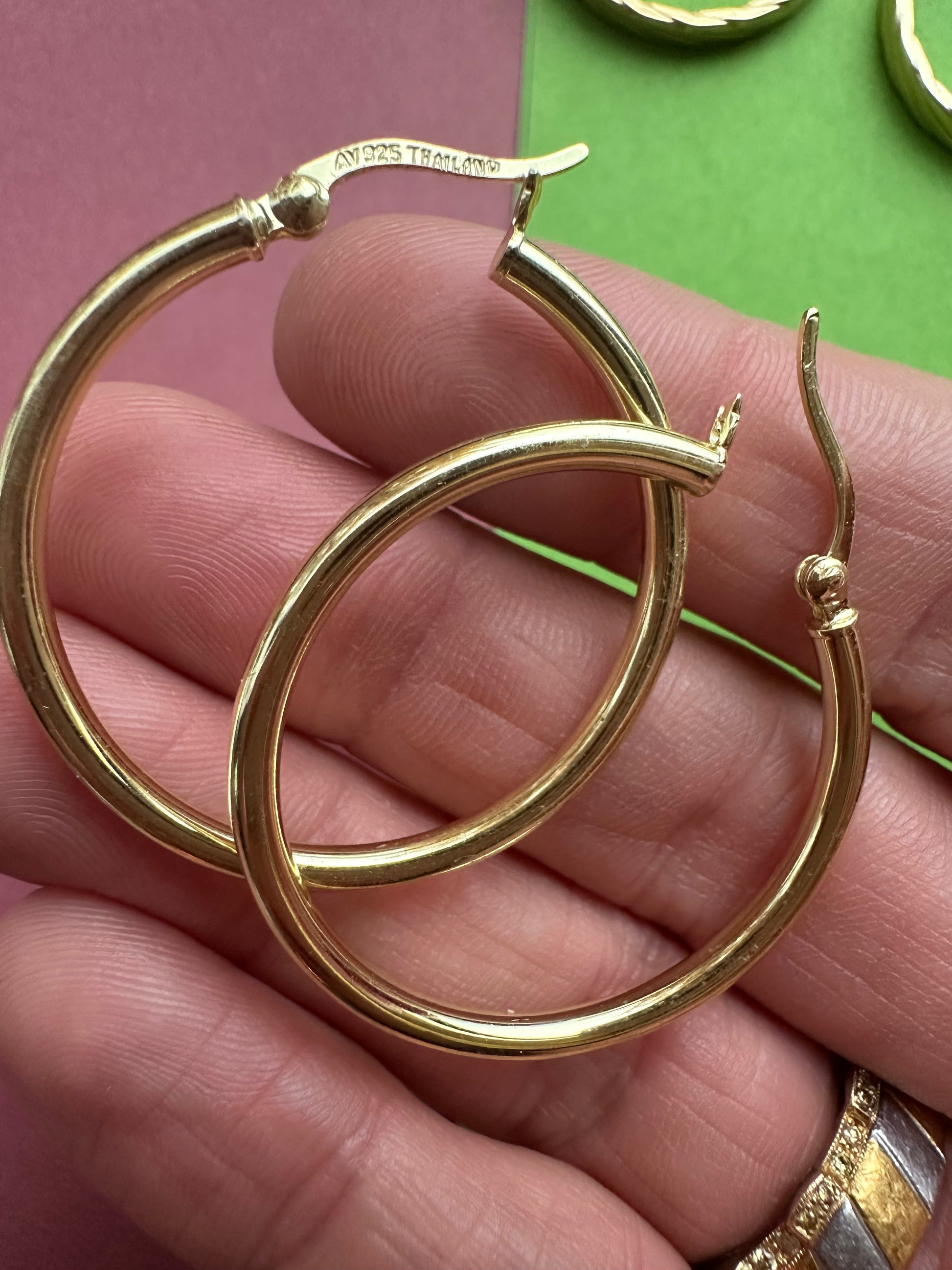 gold plated sterling silver hoops