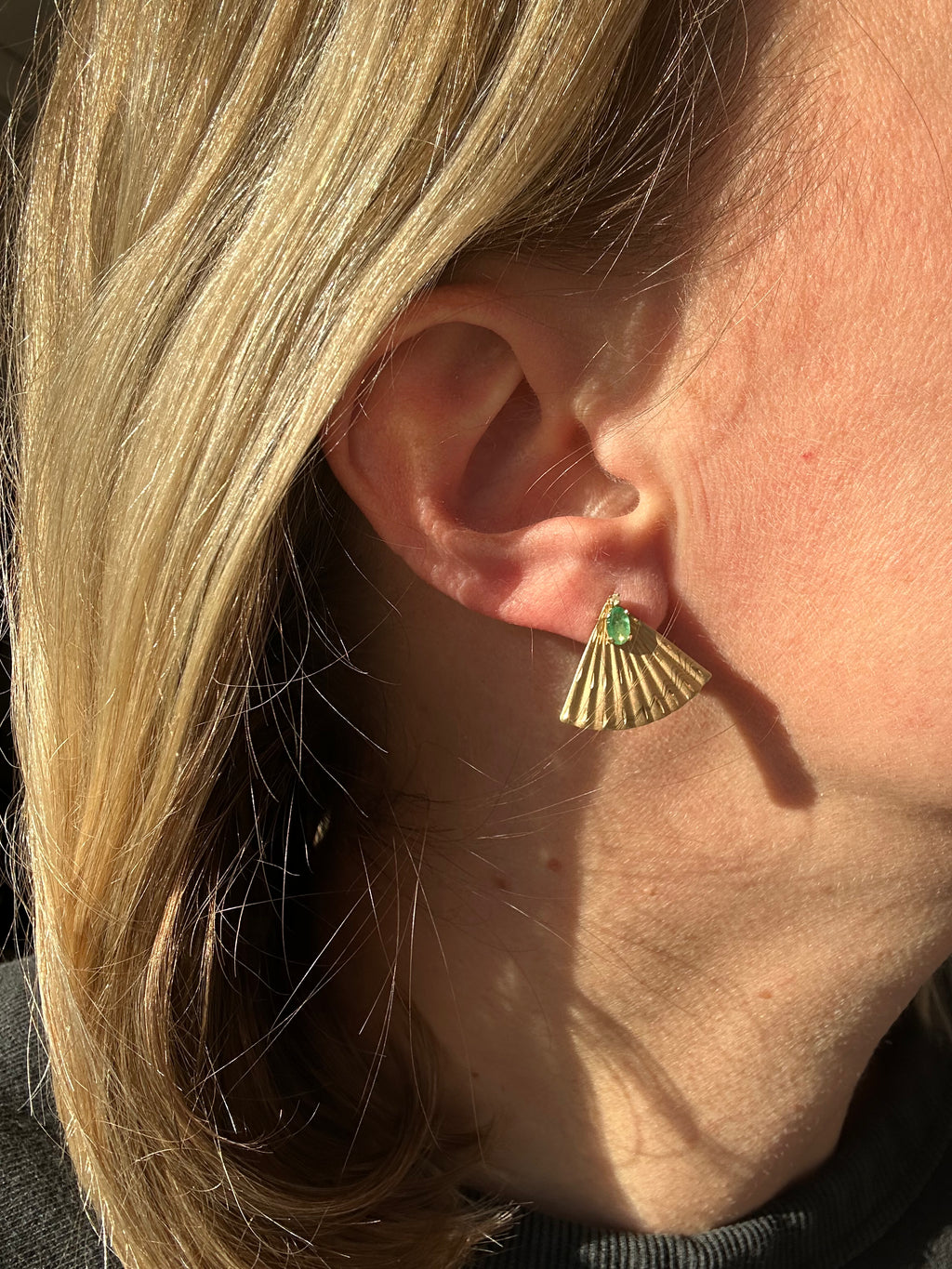emerald and diamond studs // fan jackets