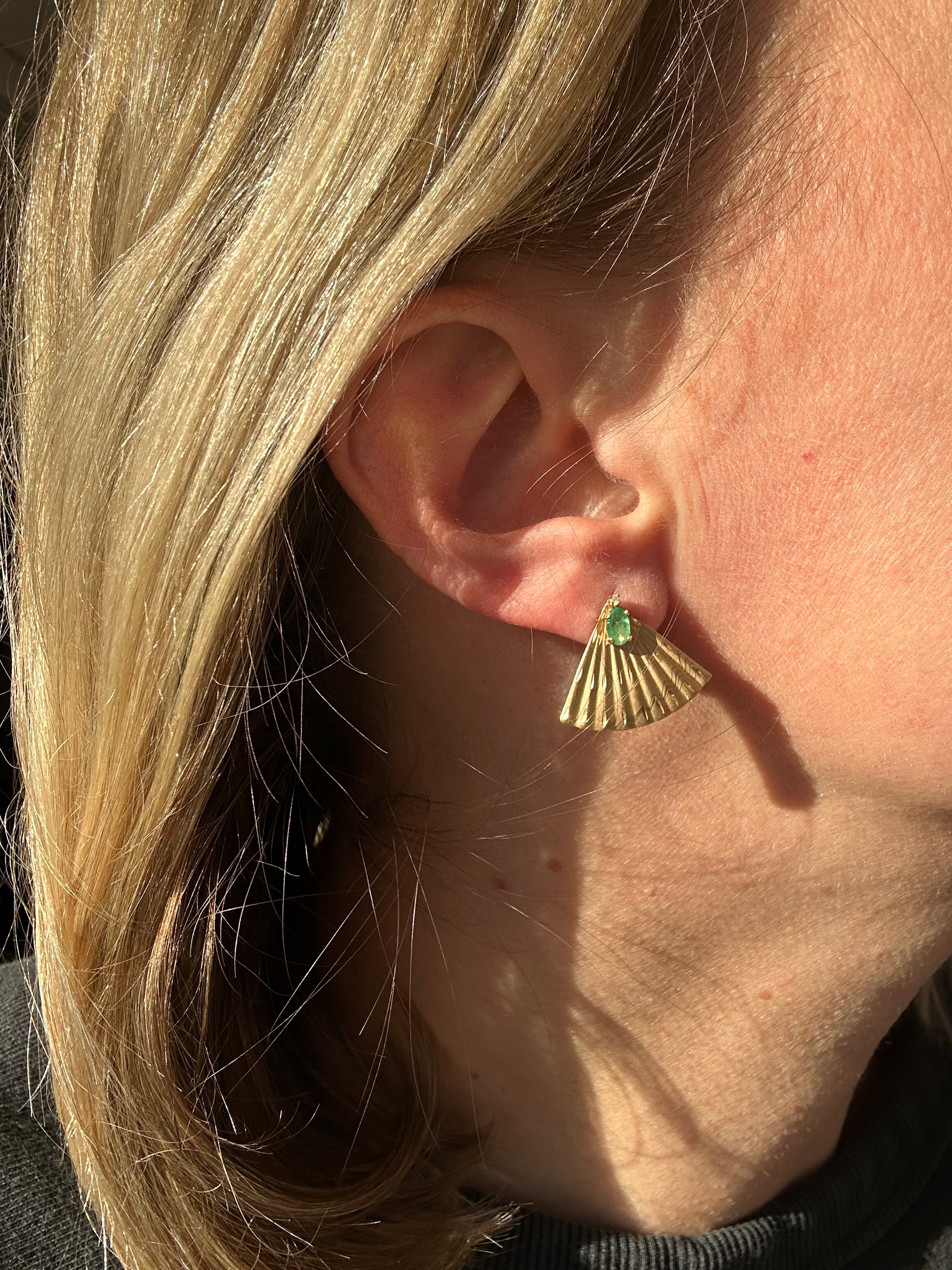 emerald and diamond studs // fan jackets