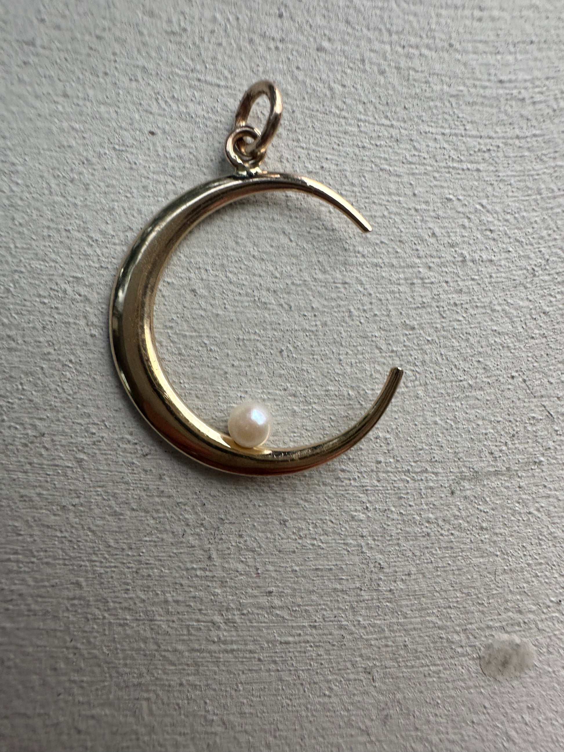 moon charm with pearl
