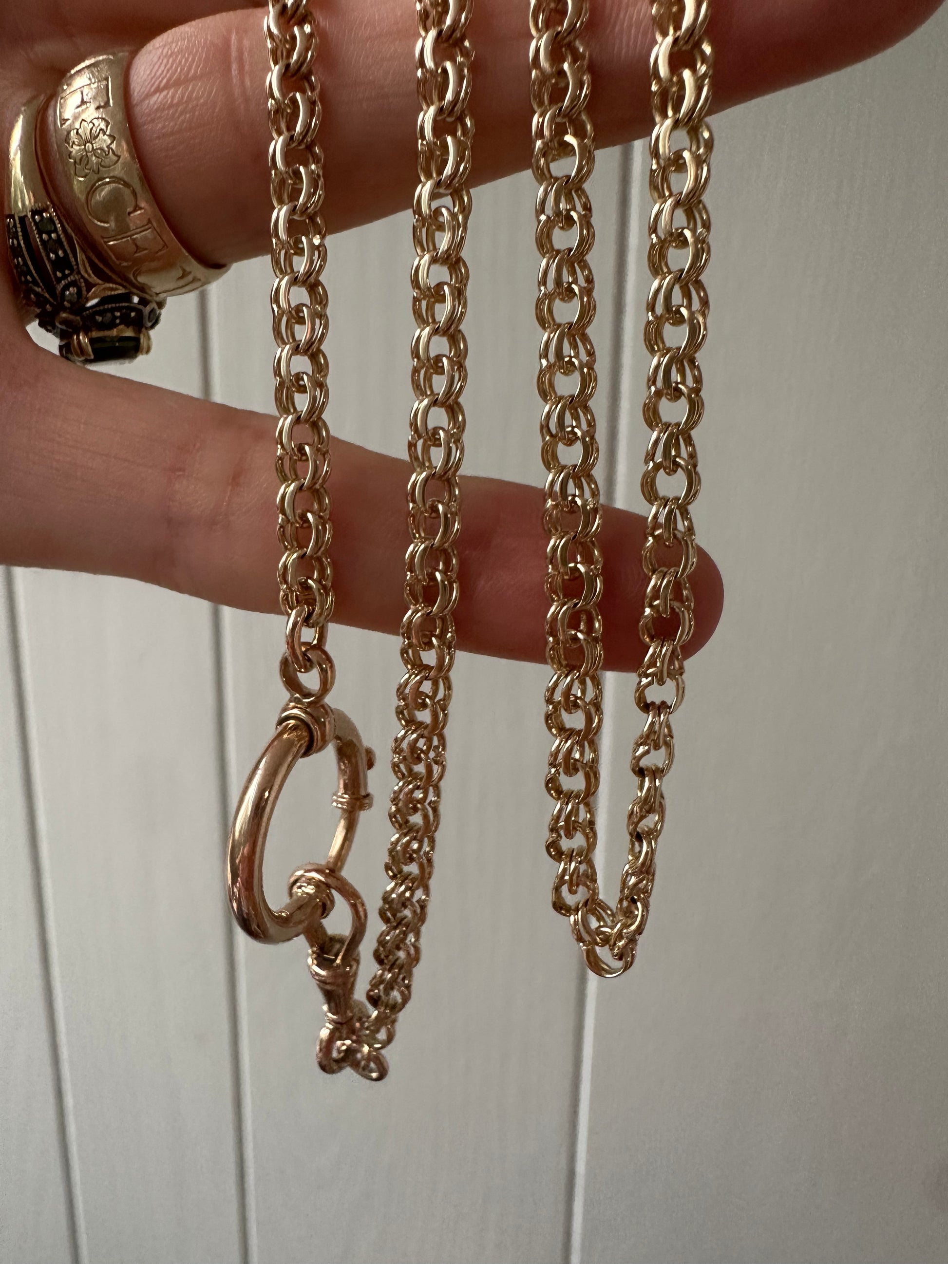 long 14k watch chain with working clasps
