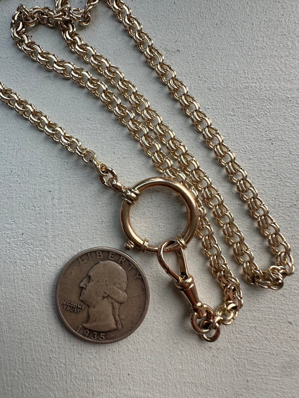 long 14k watch chain with working clasps