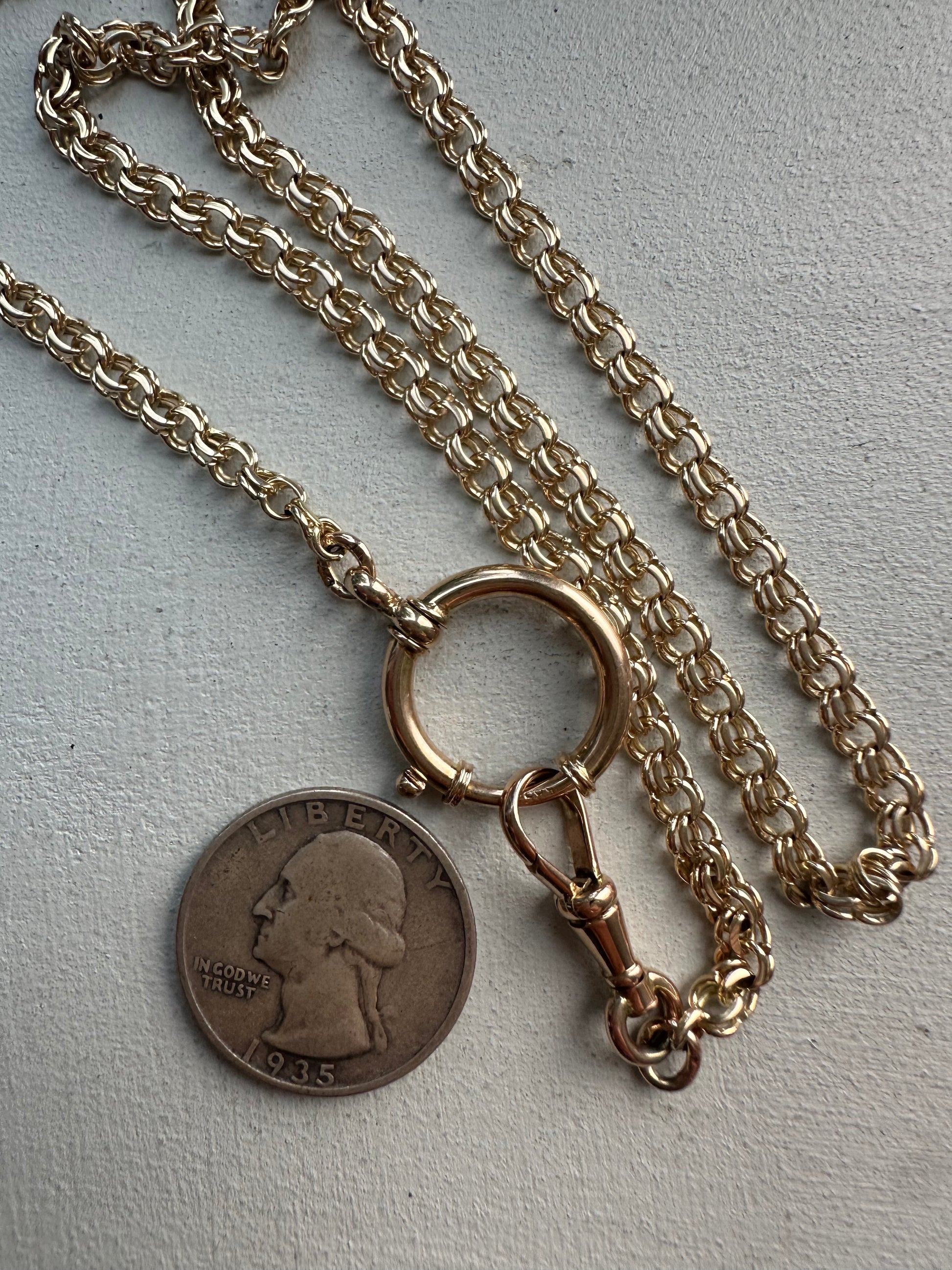 long 14k watch chain with working clasps