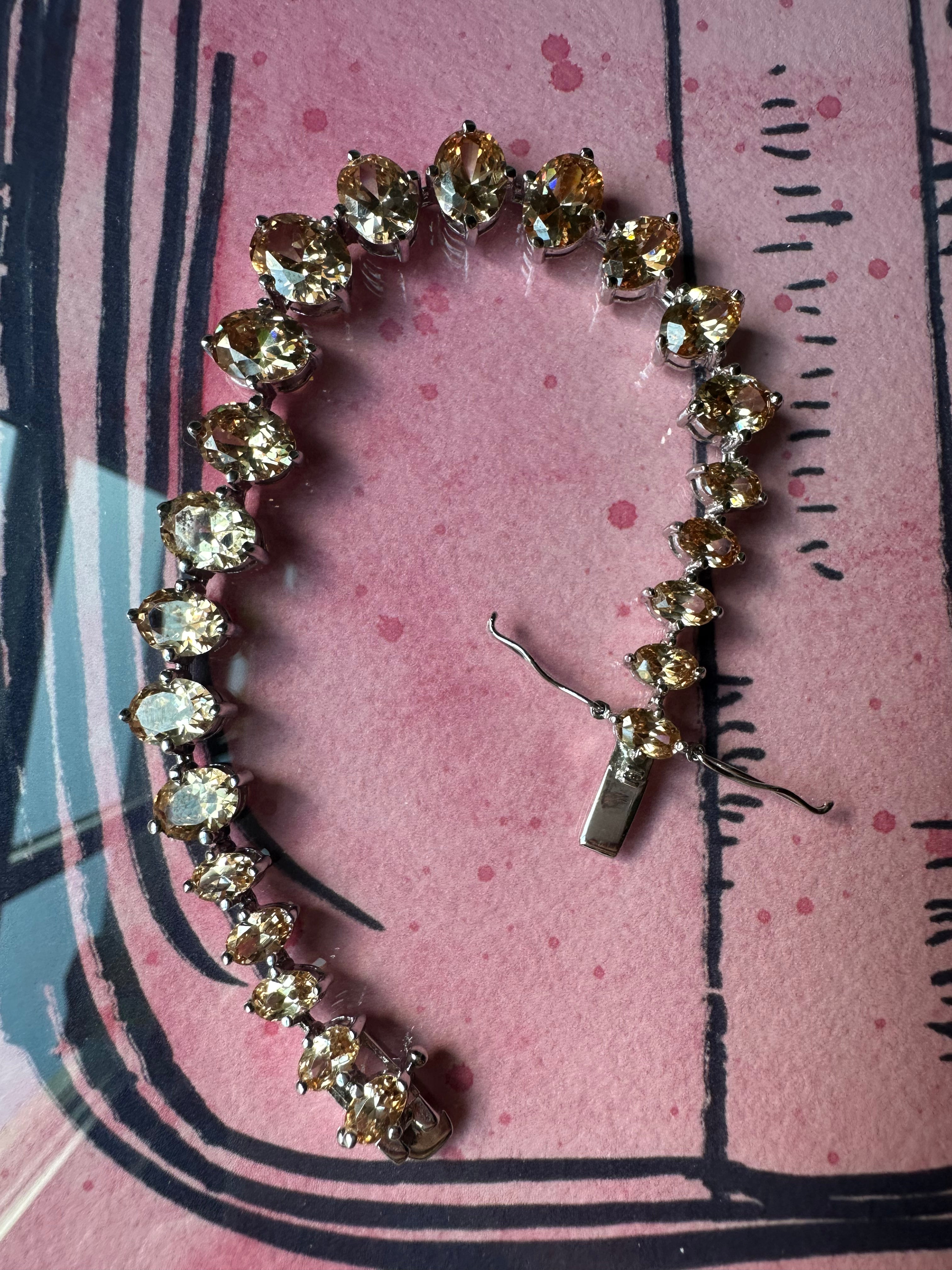 peachy pink gemstone sterling bracelet