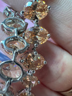 peachy pink gemstone sterling bracelet