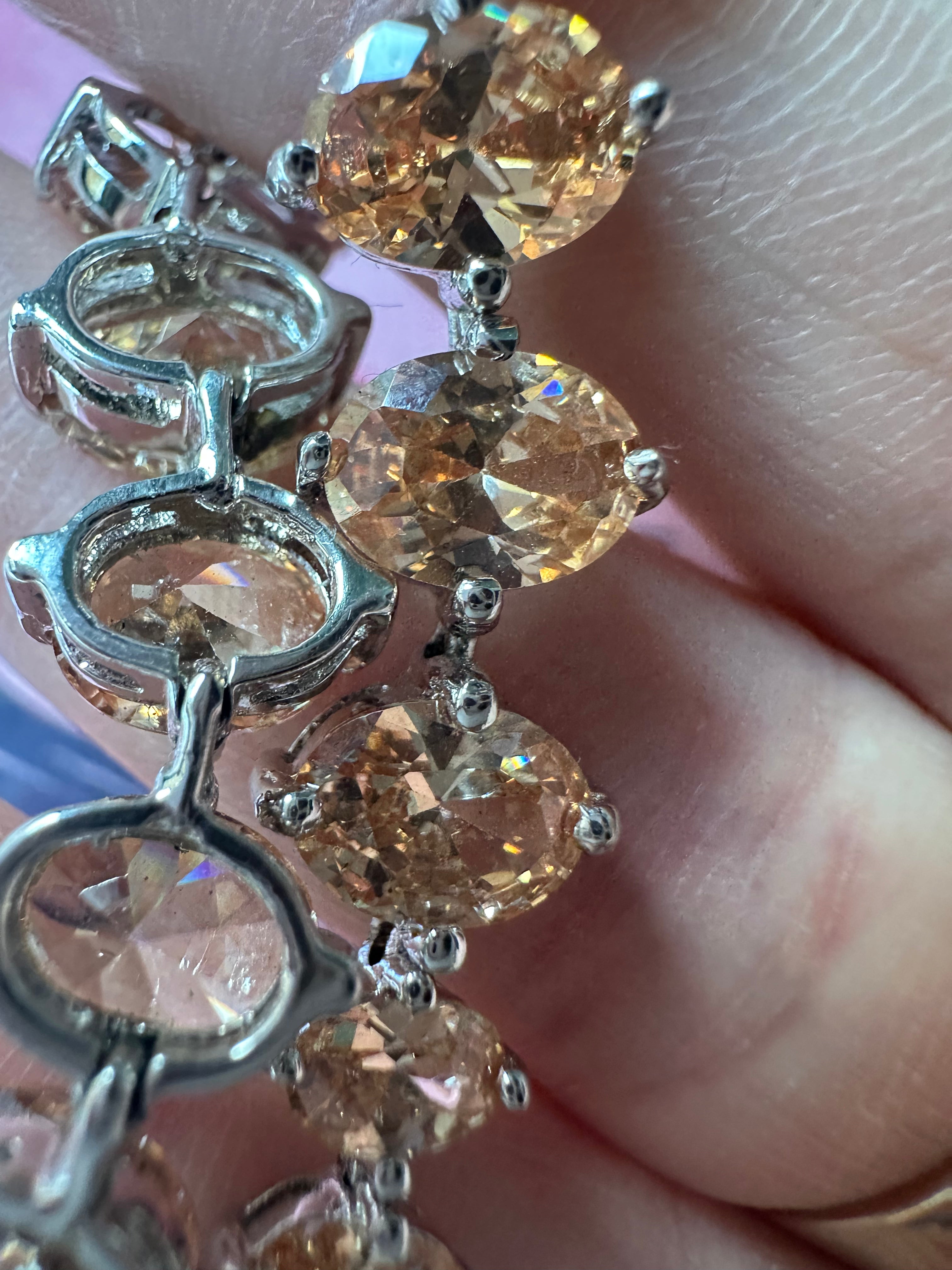 peachy pink gemstone sterling bracelet