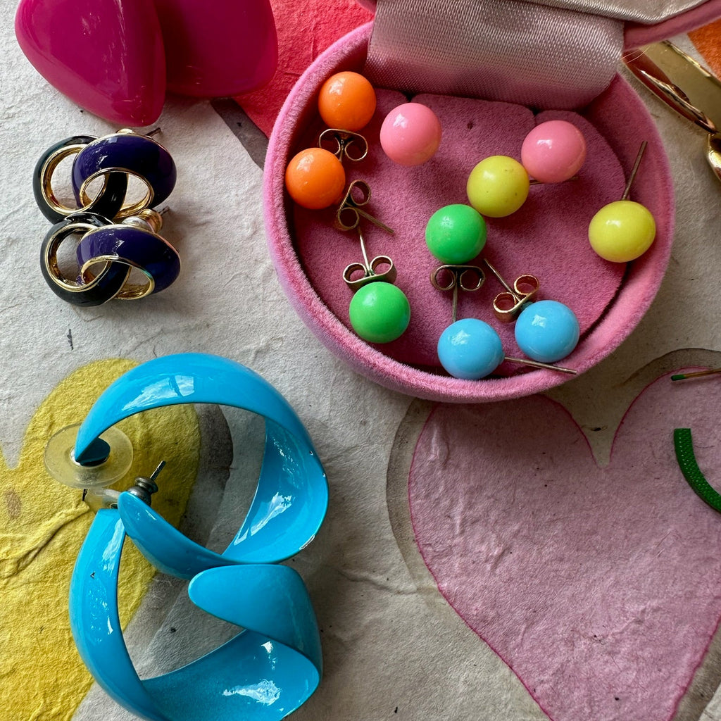 Playful vintage enamel stud earrings