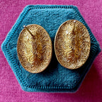 Classic vintage gold plated oval crystal earrings