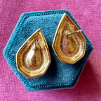 Vintage gold plated red crystal teardrop earrings