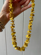 Yellow wooden bead necklace