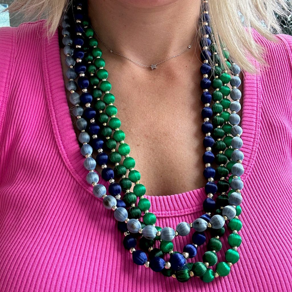 Colorful thread beads with gold plated bead strands