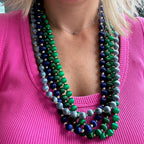 Colorful thread beads with gold plated bead strands