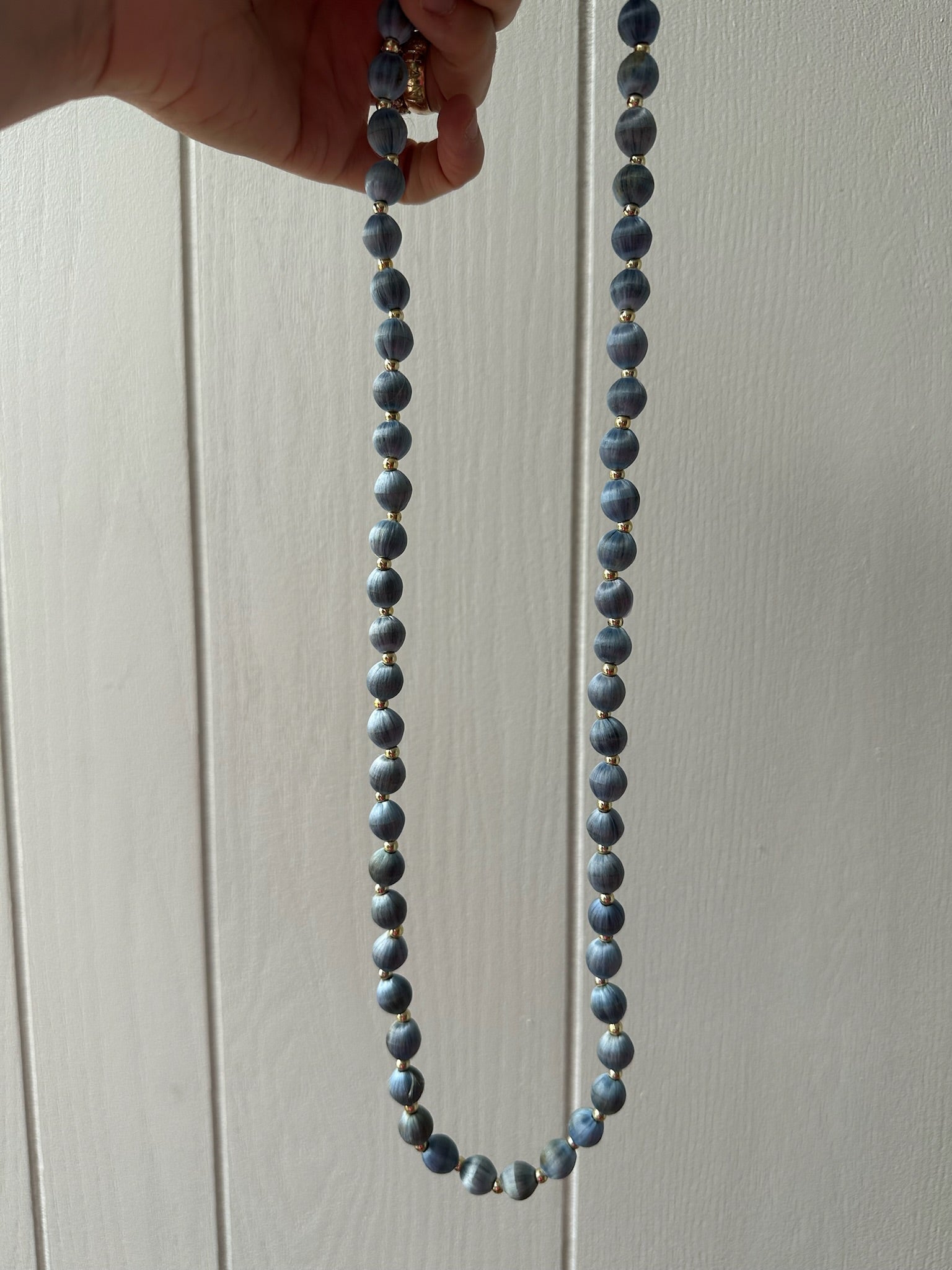 Colorful thread beads with gold plated bead strands
