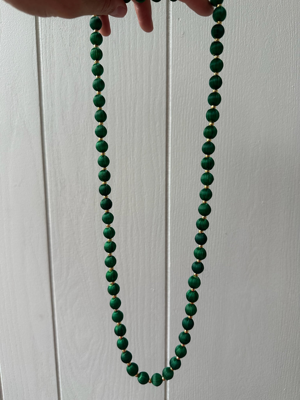Colorful thread beads with gold plated bead strands