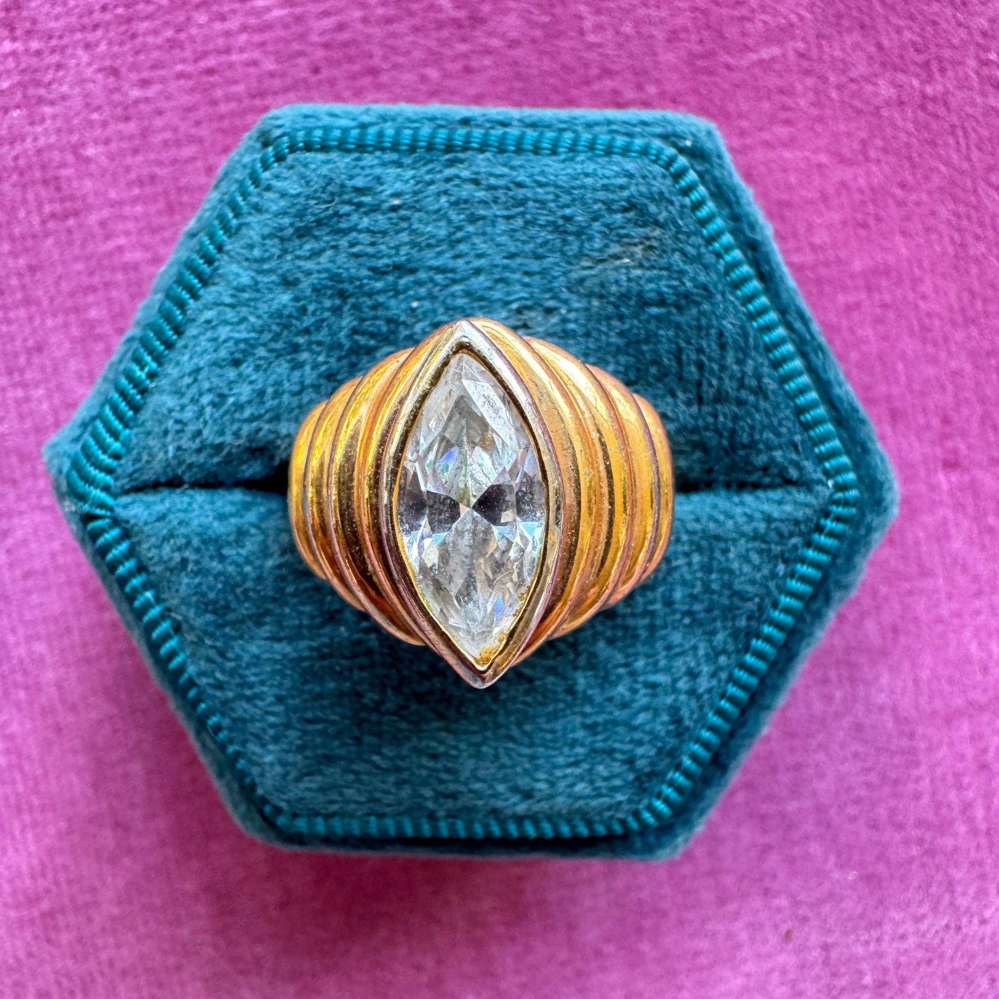 Vintage gold plated crystal ring