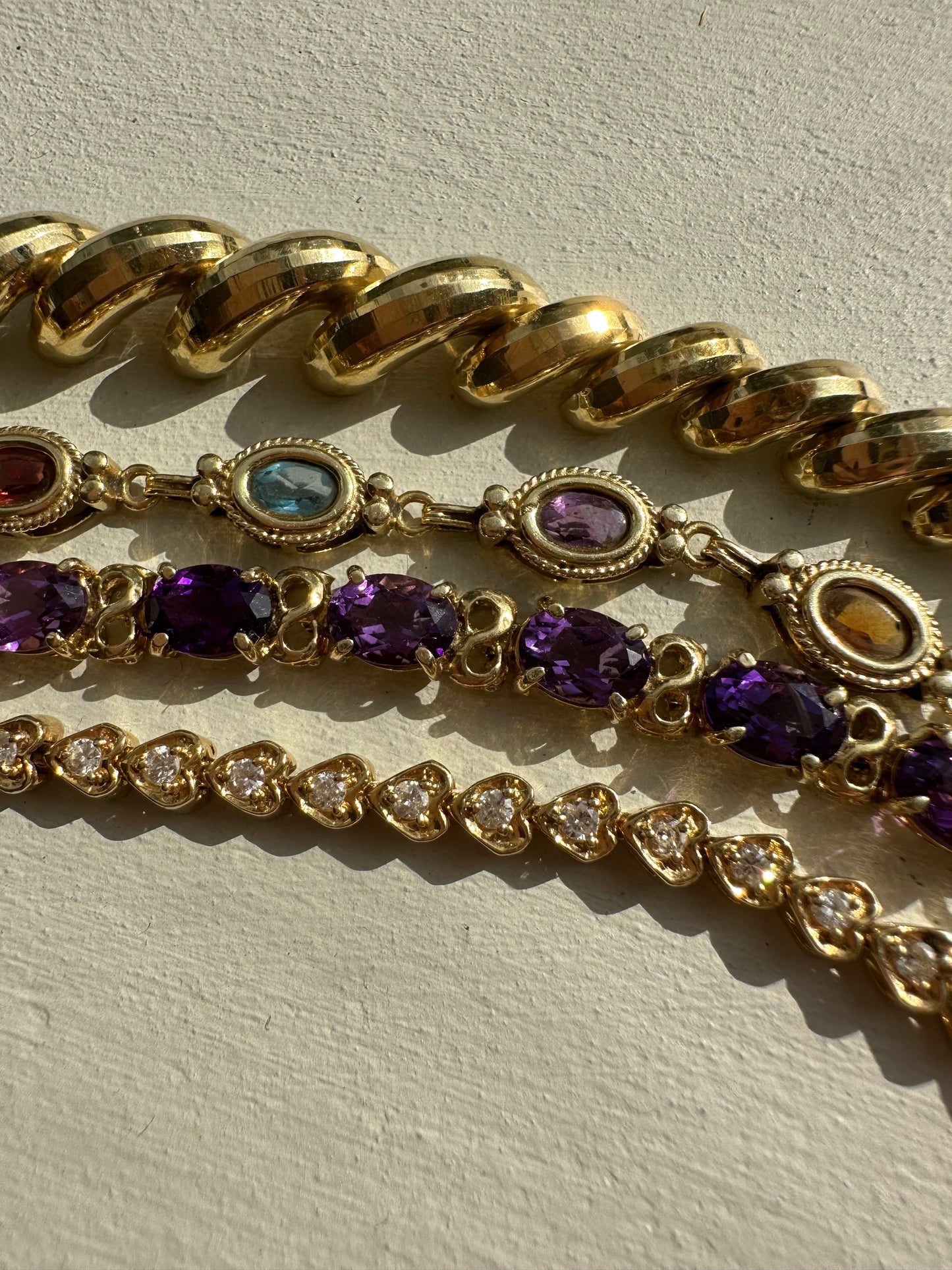 14k gold amethyst tennis bracelet