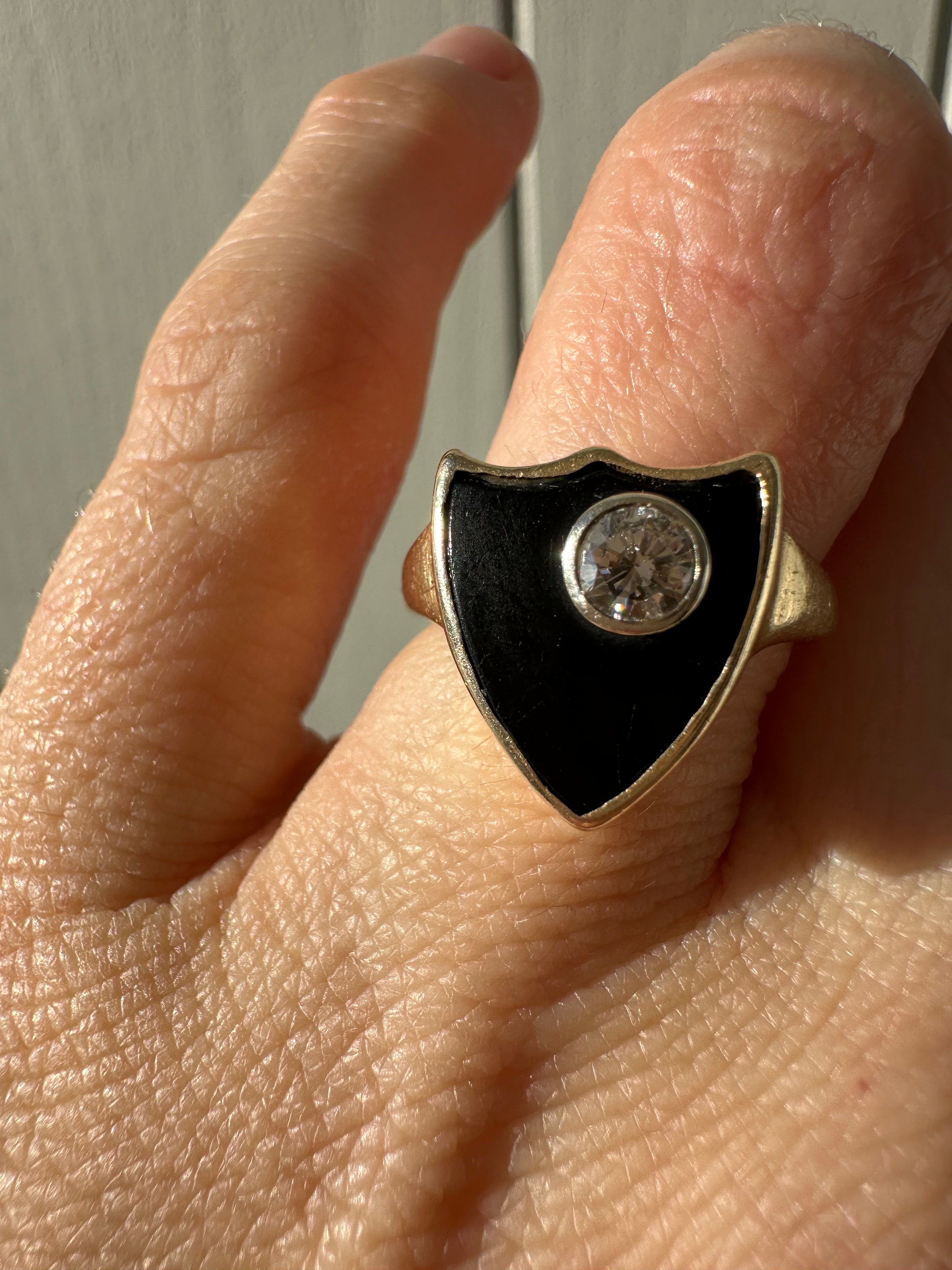 onyx shield and old euro cut diamond