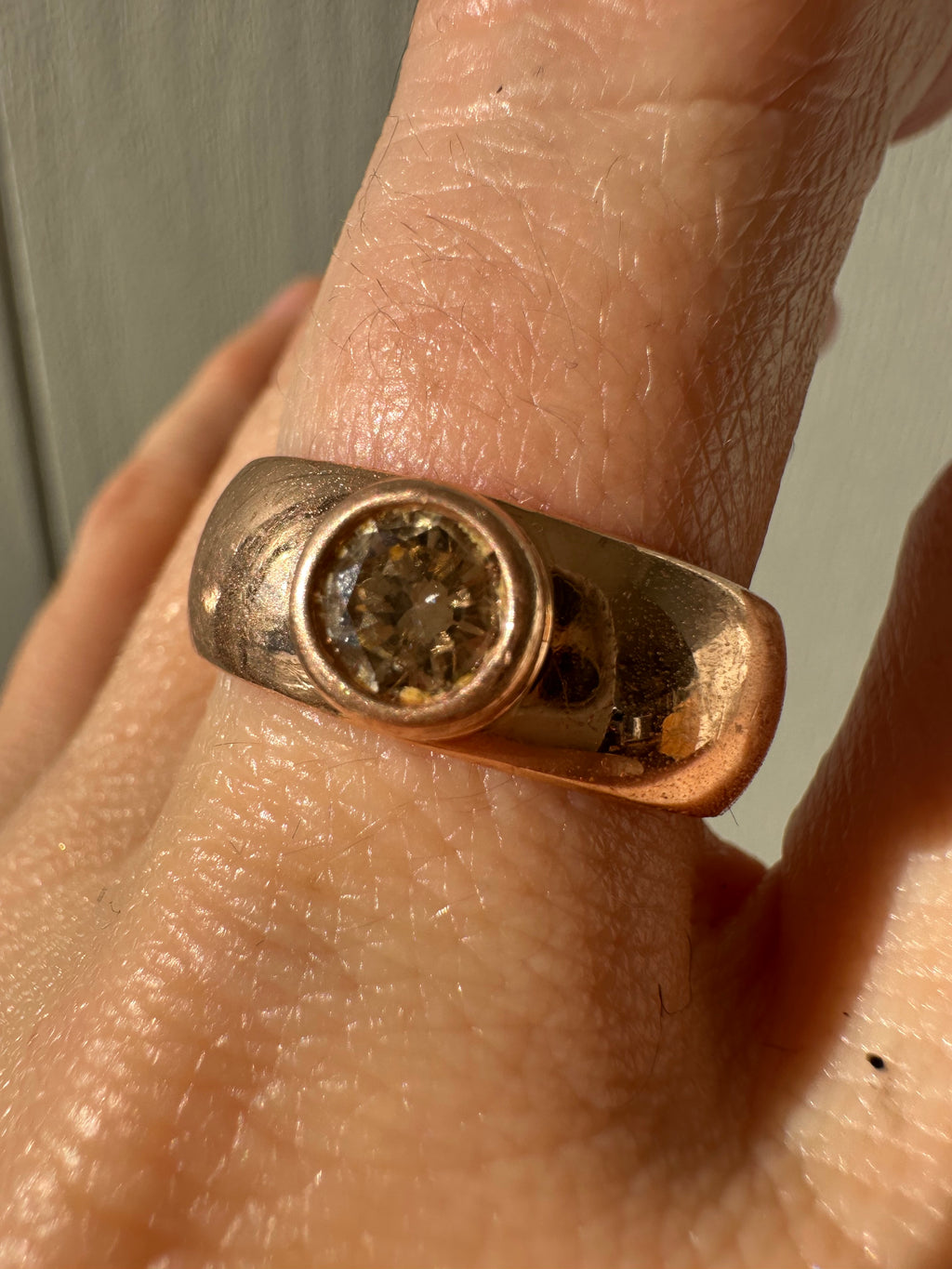 rose gold and bezel set champagne diamond rings