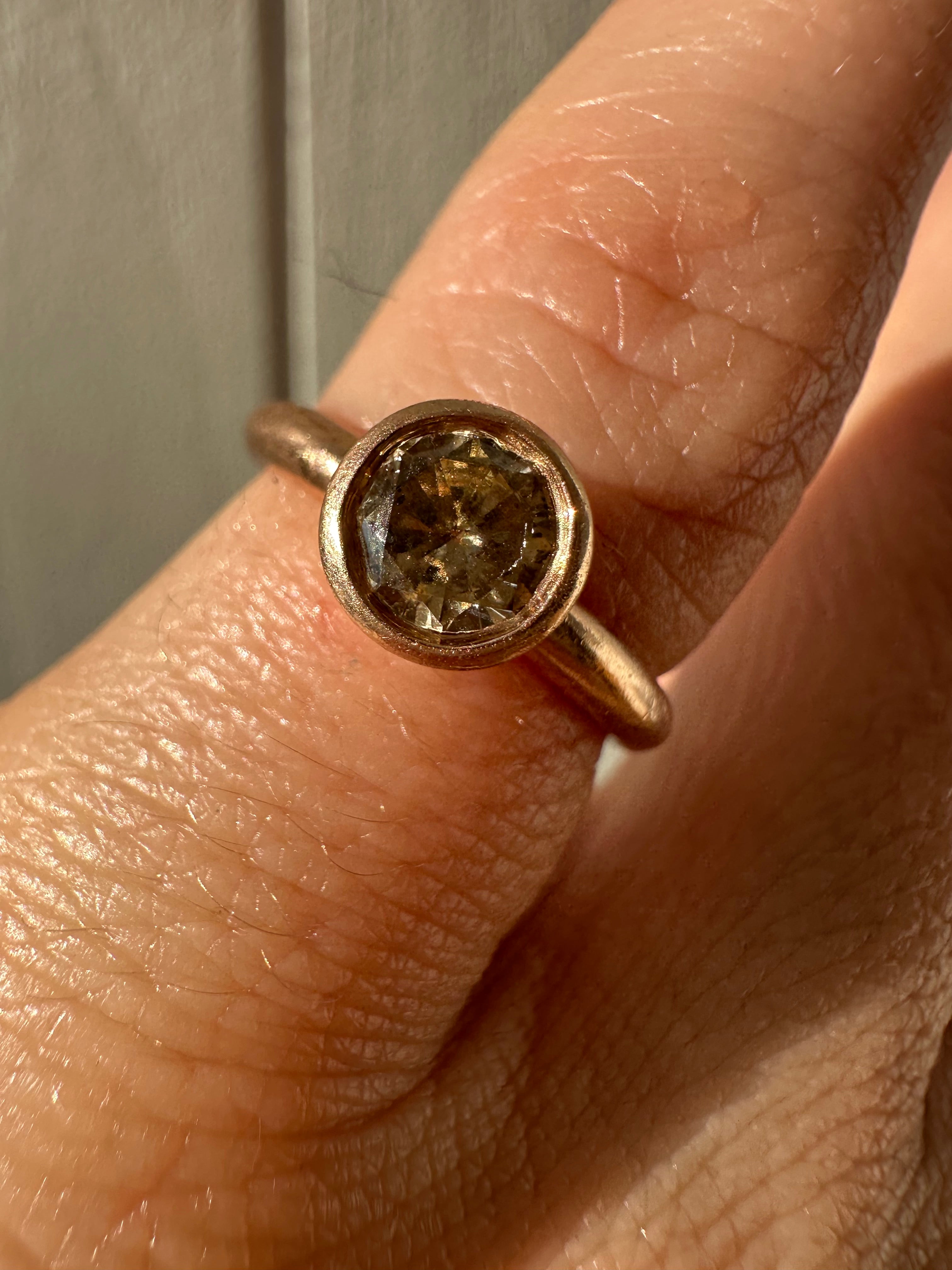 rose gold and bezel set champagne diamond rings
