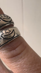 Moon and Star Open back Sterling ring