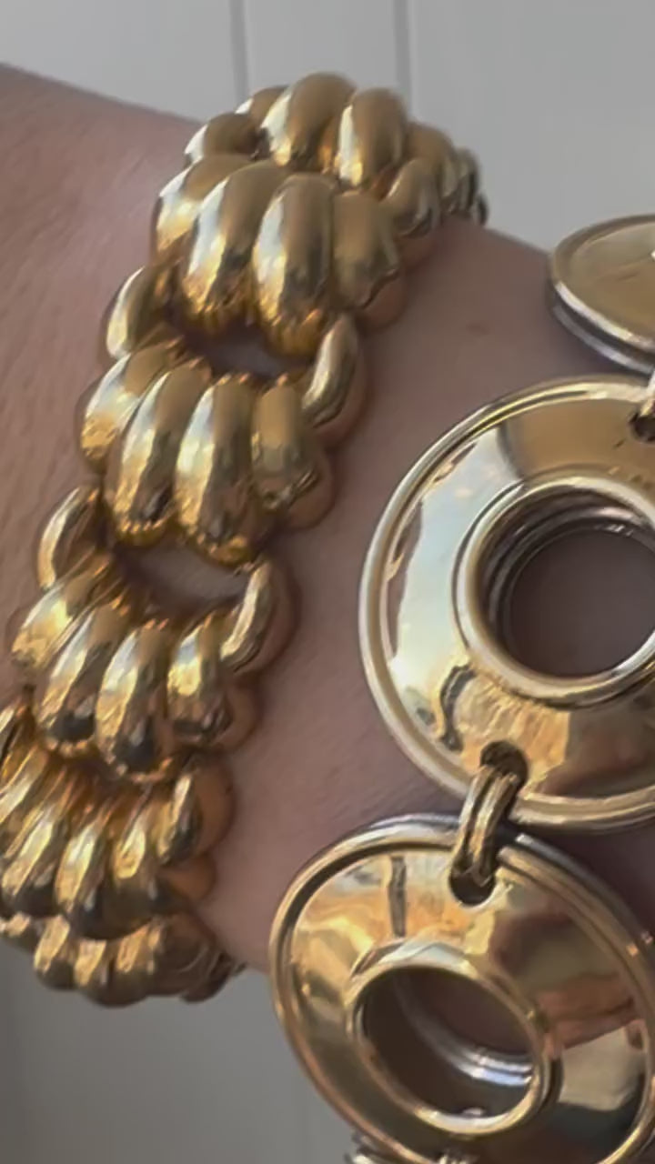 vintage 18k heavy croissant bracelet