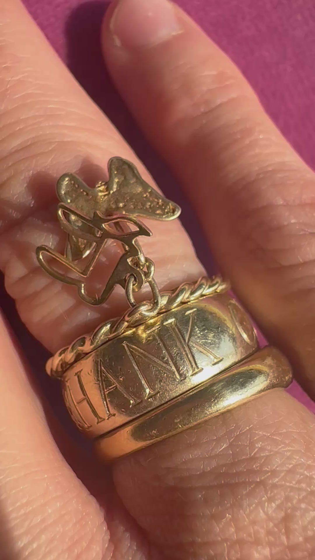 charm ring with chai and butterfly