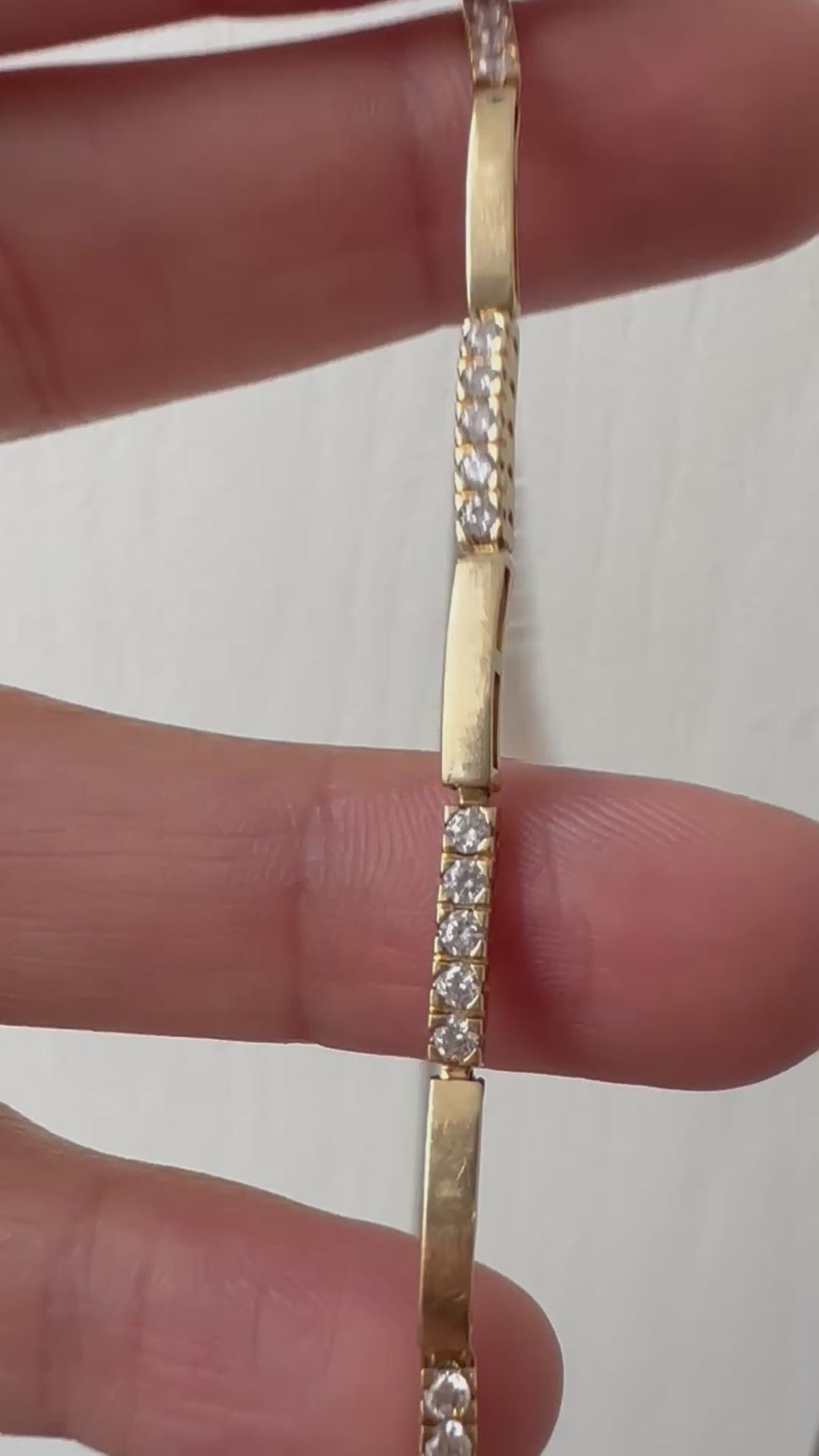CZ and gold bar bracelet