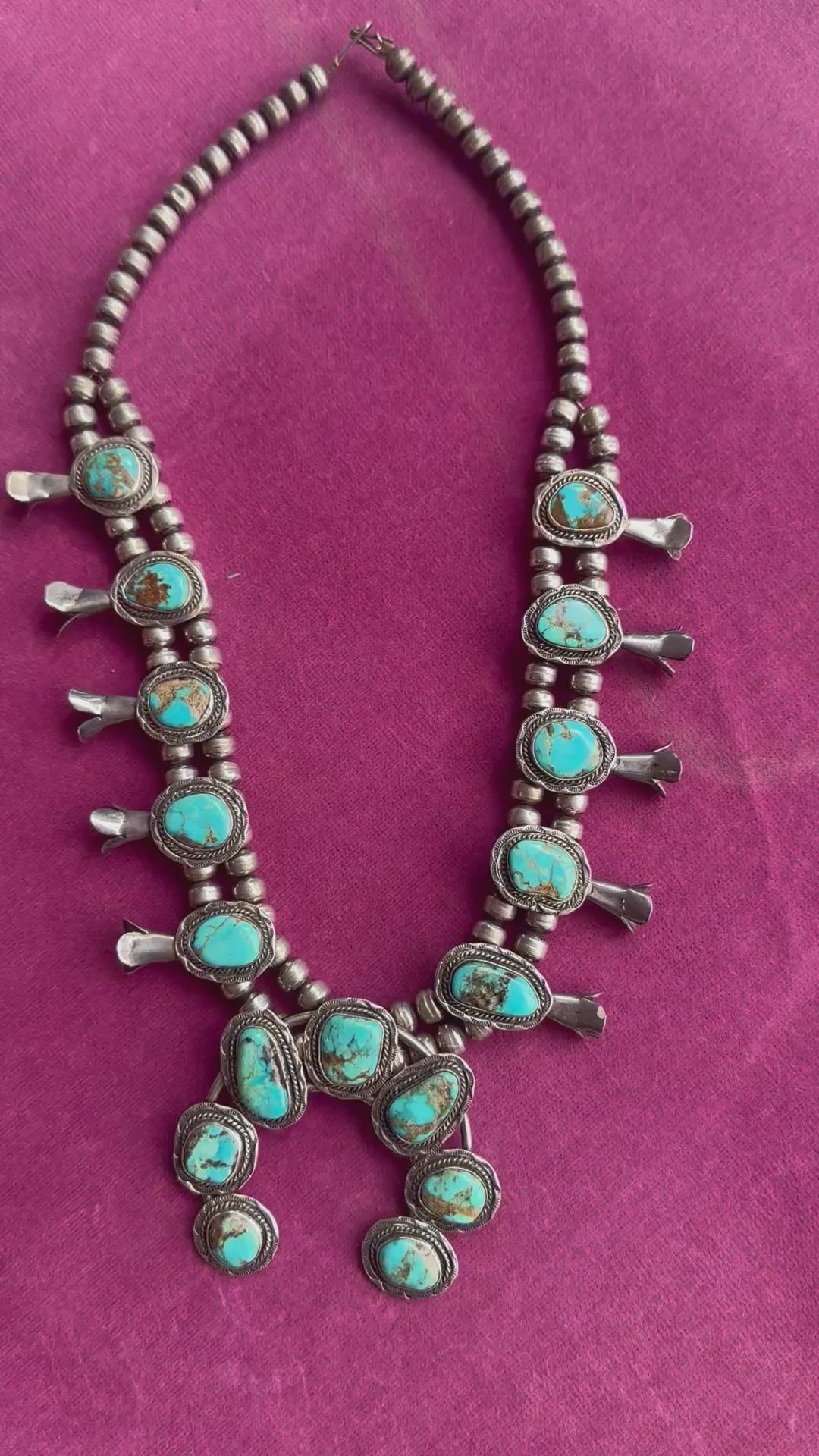 Sterling silver and turquoise vintage squash blossom