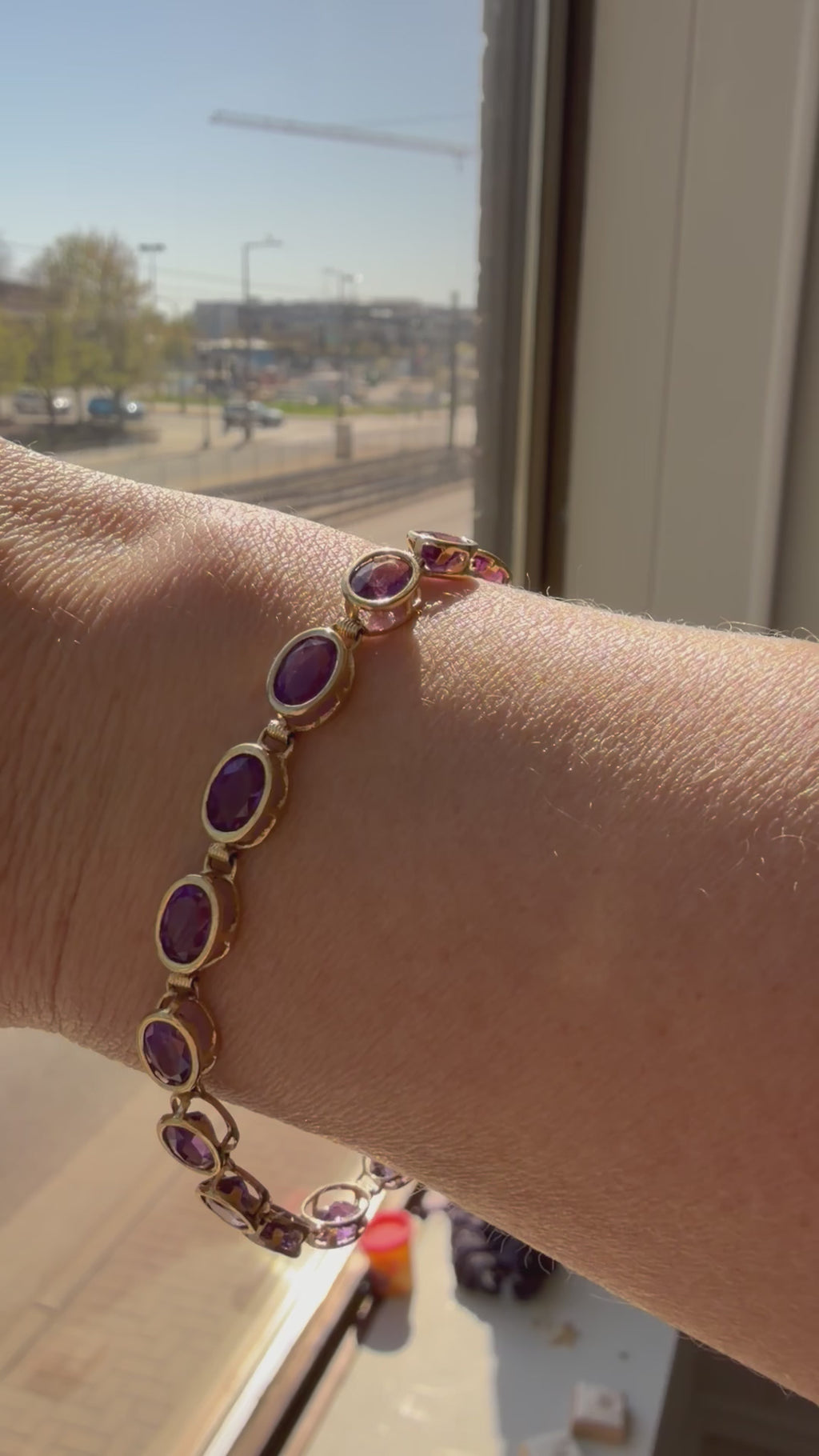 bezel set amethyst bracelet