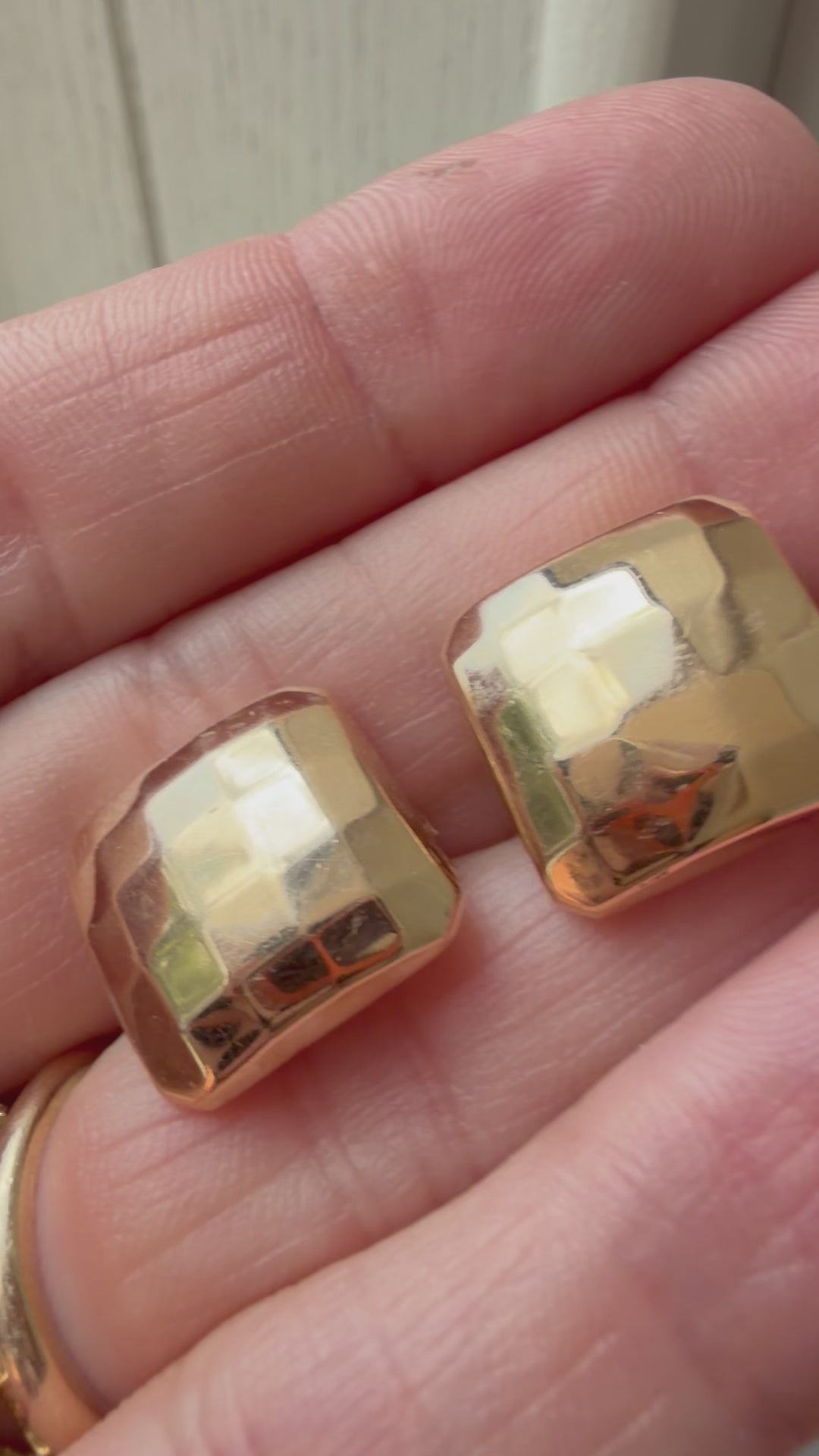 omega back square earrings