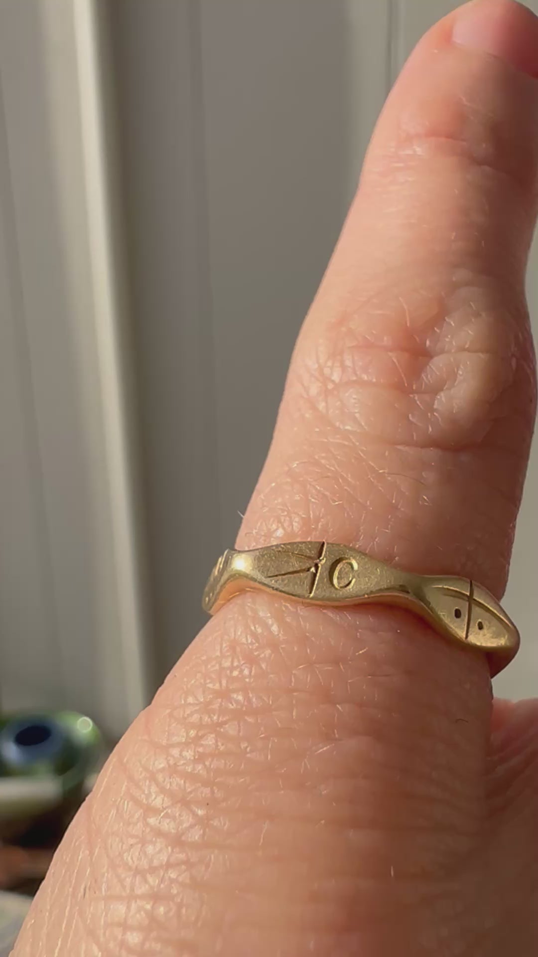 engraved character ring by LEVIN