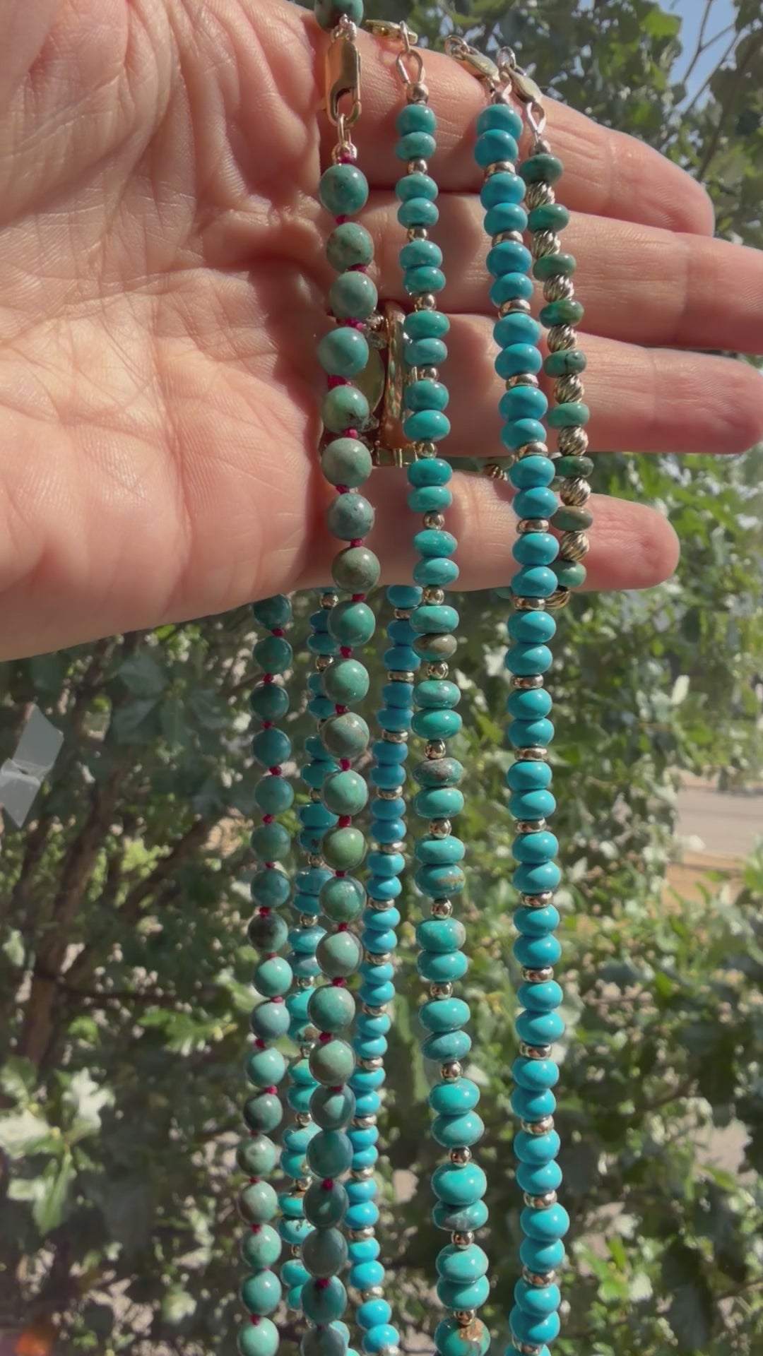 hand selected turquoise and gold strands