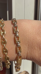 two tone buckle link bracelet with small ID bar