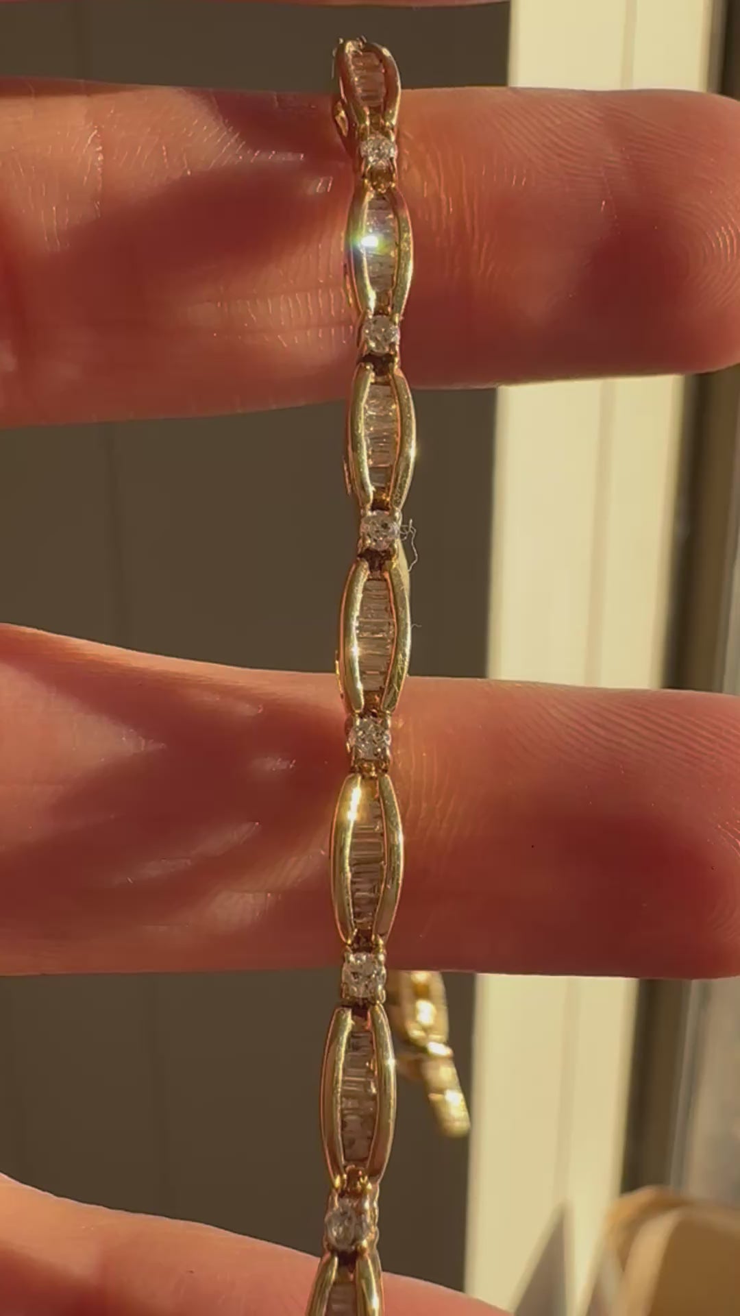 baguette and round diamond tennis bracelet