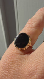 oval bezel set onyx ring