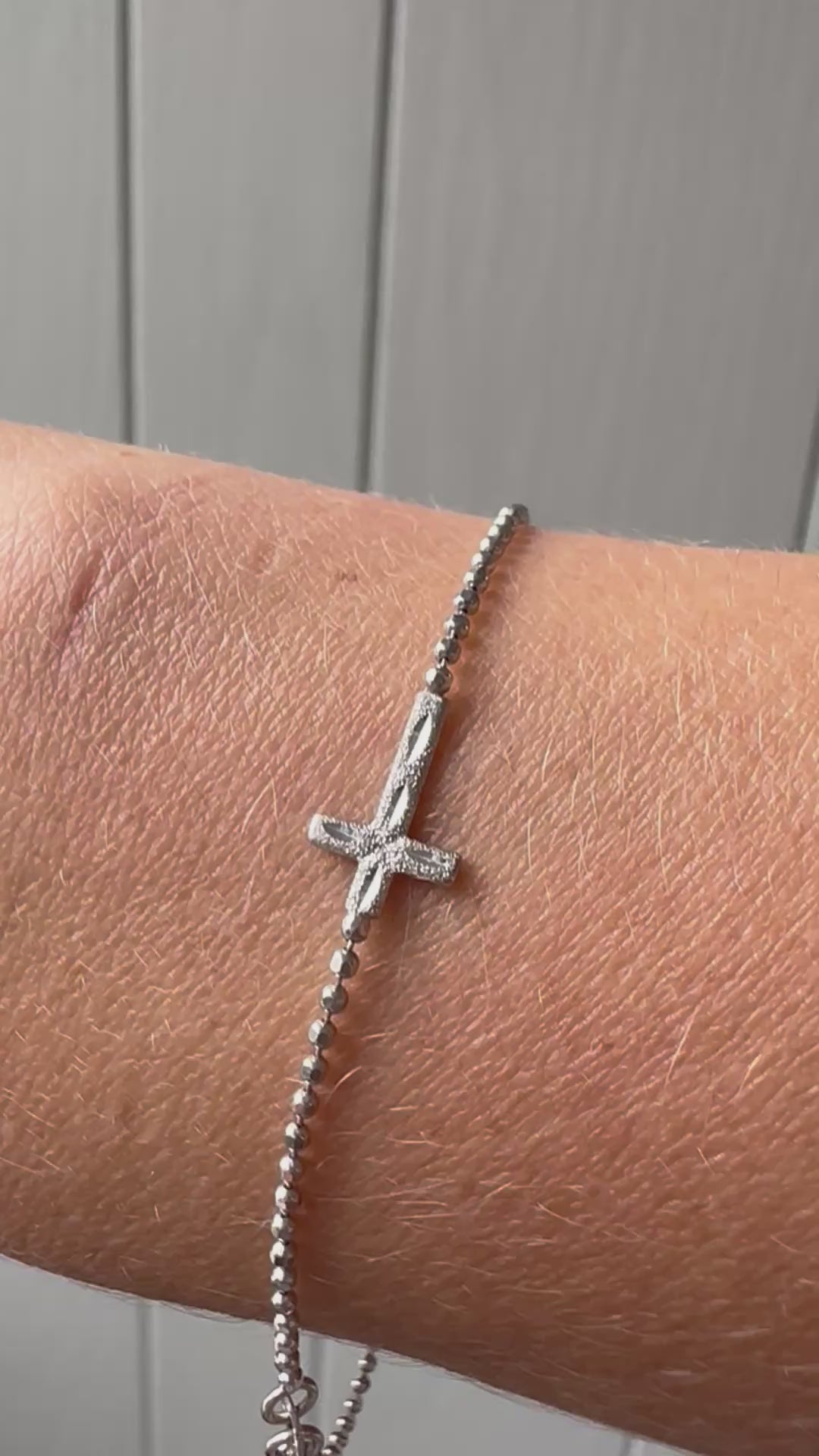 white gold cross bracelet