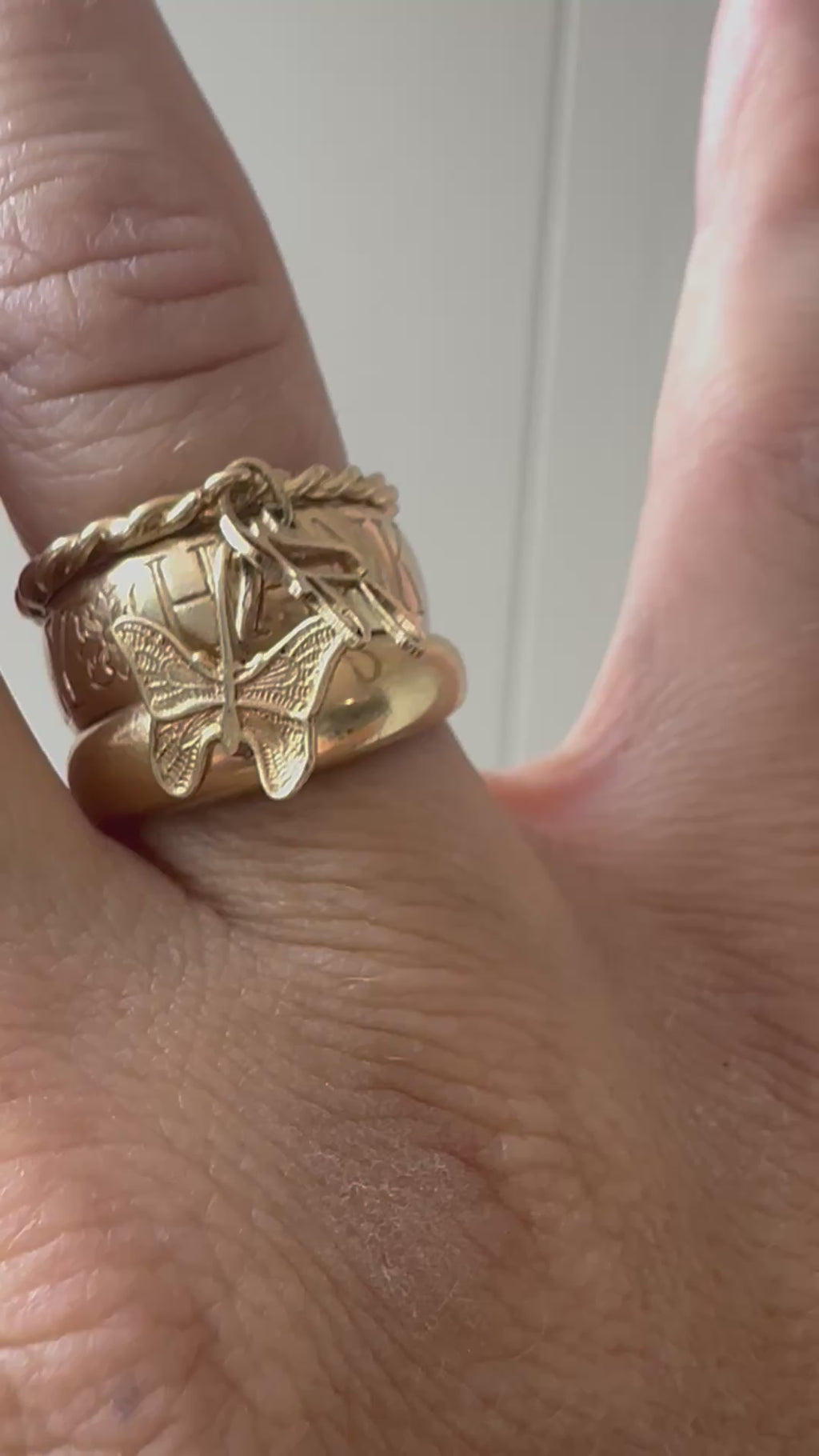 charm ring with chai and butterfly