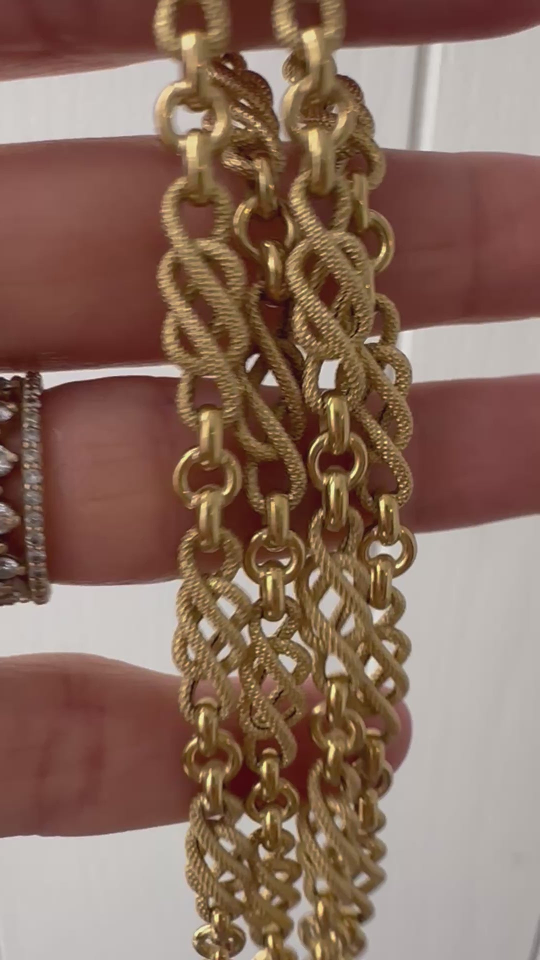 18k gold knurled texture fancy link 30.5" chain