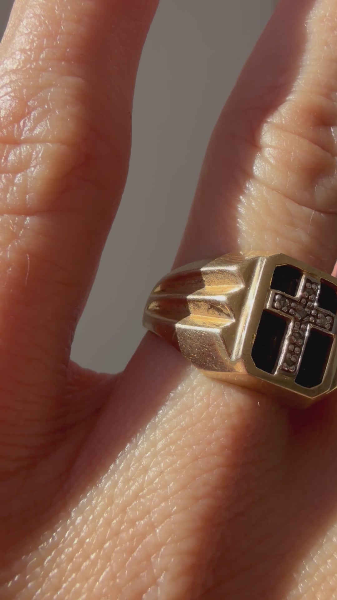 onyx and diamond cross ring