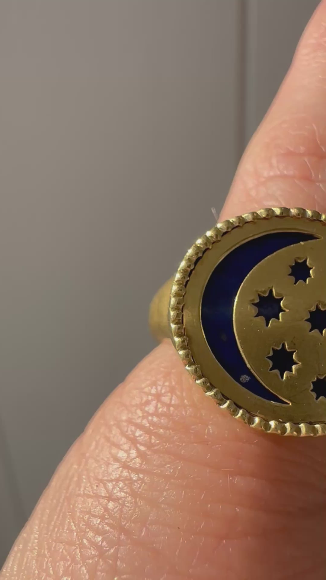 breathtaking me & ro lapis and 18k gold star moon ring