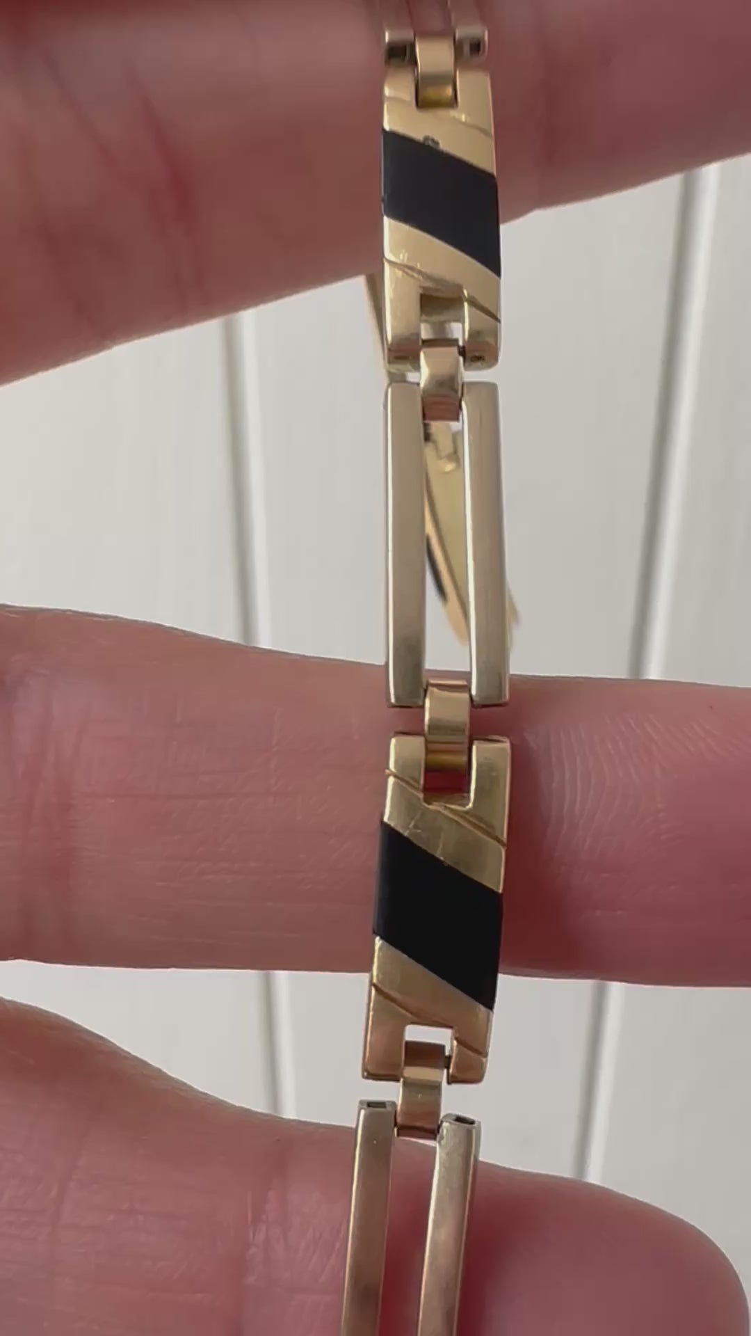 onyx inlay and gold bracelet