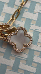 diamond and mother of pearl clover necklace