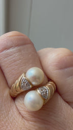 pearl and pave set diamond ring
