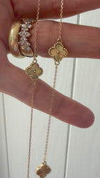 18k gold clover link station chain 16.875-17.875