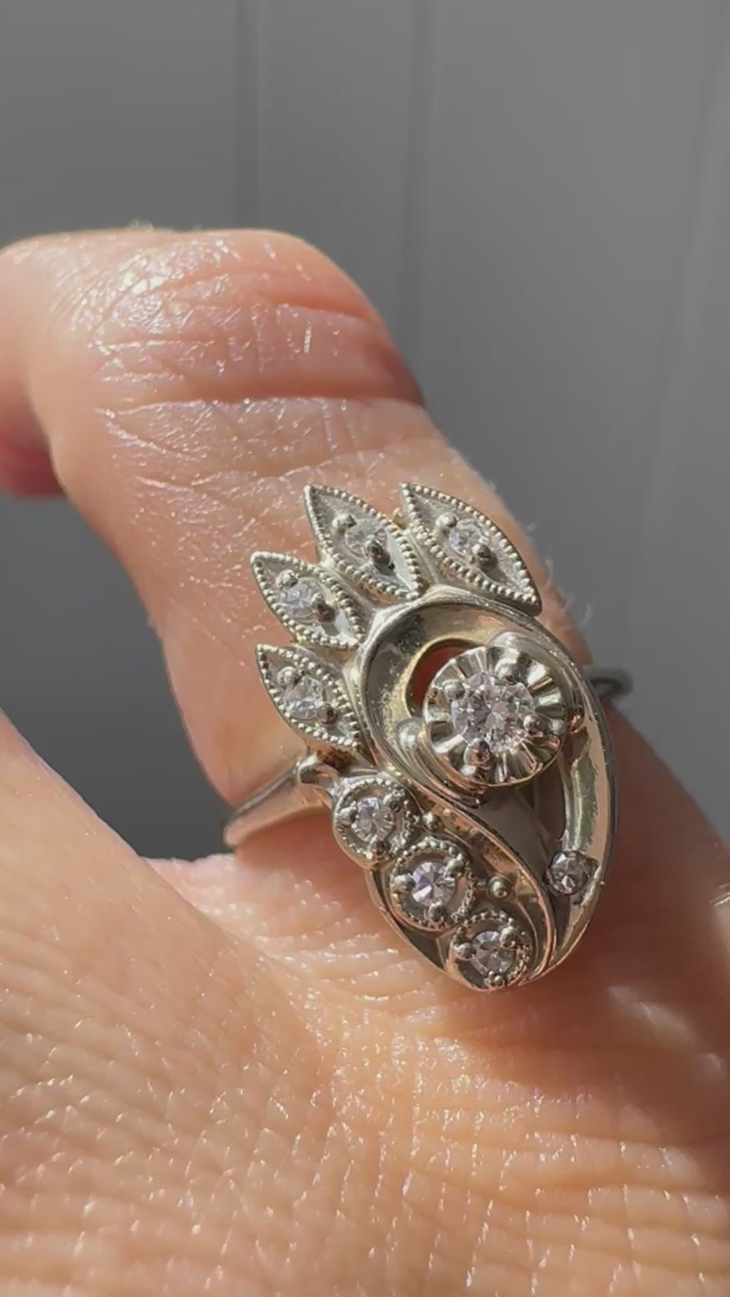 art deco white gold cocktail ring
